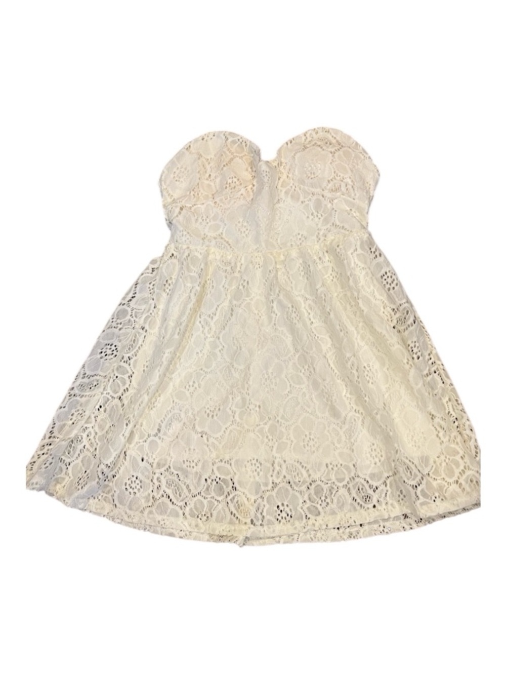 Choies White Lace Strapless Sweetheart Neckline Dress Large‎ Coquette Coastal